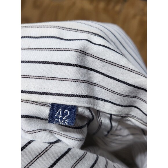 byford london Striped dress shirt Men 42 White Cotton Button-down Collar @f3 - Picture 4 of 8